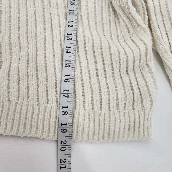 Arizona Jean Co Women's Knit Sweater White V Neck Long Sleeve Cropped Size L - Picture 5 of 5
